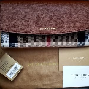 BURBERRY CURRENT CONTINENTAL BROWN LEATHER WALLET